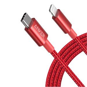 Anker 331 USB-C to Lightning Nylon Cable 6ft (Red), MFi Certified, Fast / NIB
